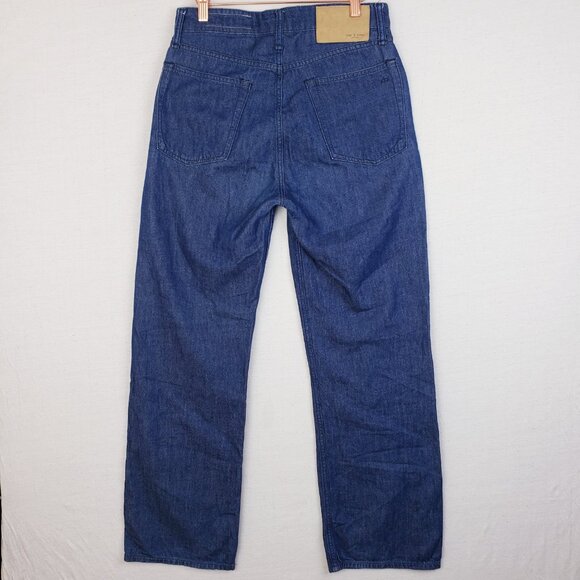 RAG & BONE Logan Wide-Leg Jeans Mid Rise Blue Denim in RINSE Dark Wash size 26 - Picture 8 of 14